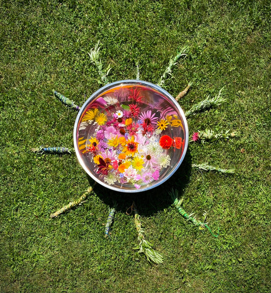 Seed Mandala against blue background