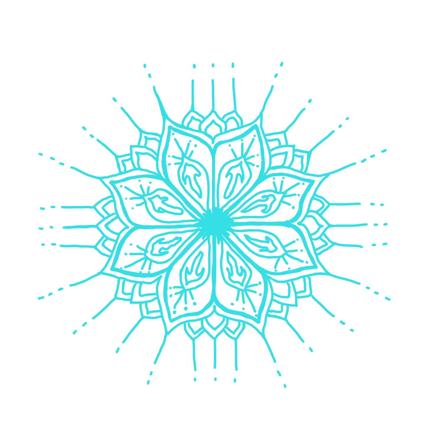 Aqua blue Opening flower mandala
