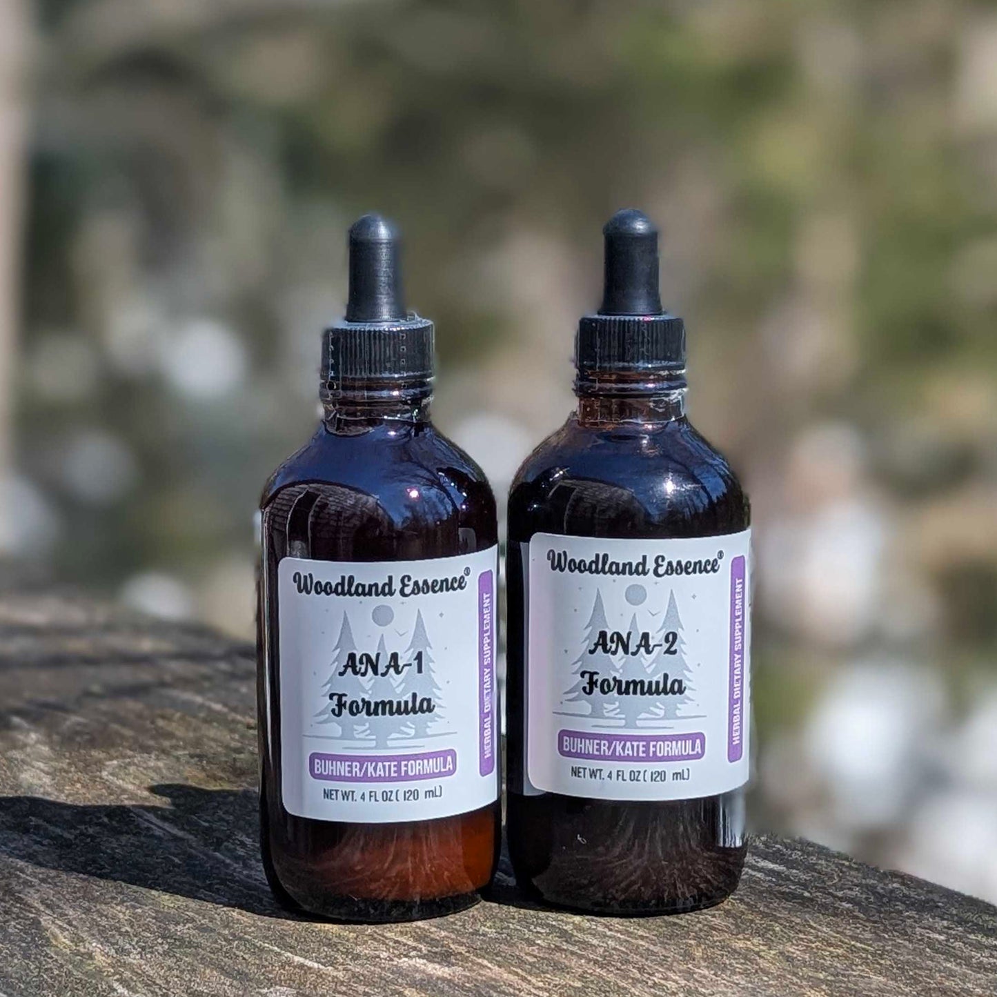 Two Bottles on wooden surface 