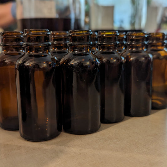 Empty amber bottles 