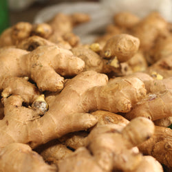 Close up of beige Ginger roots 