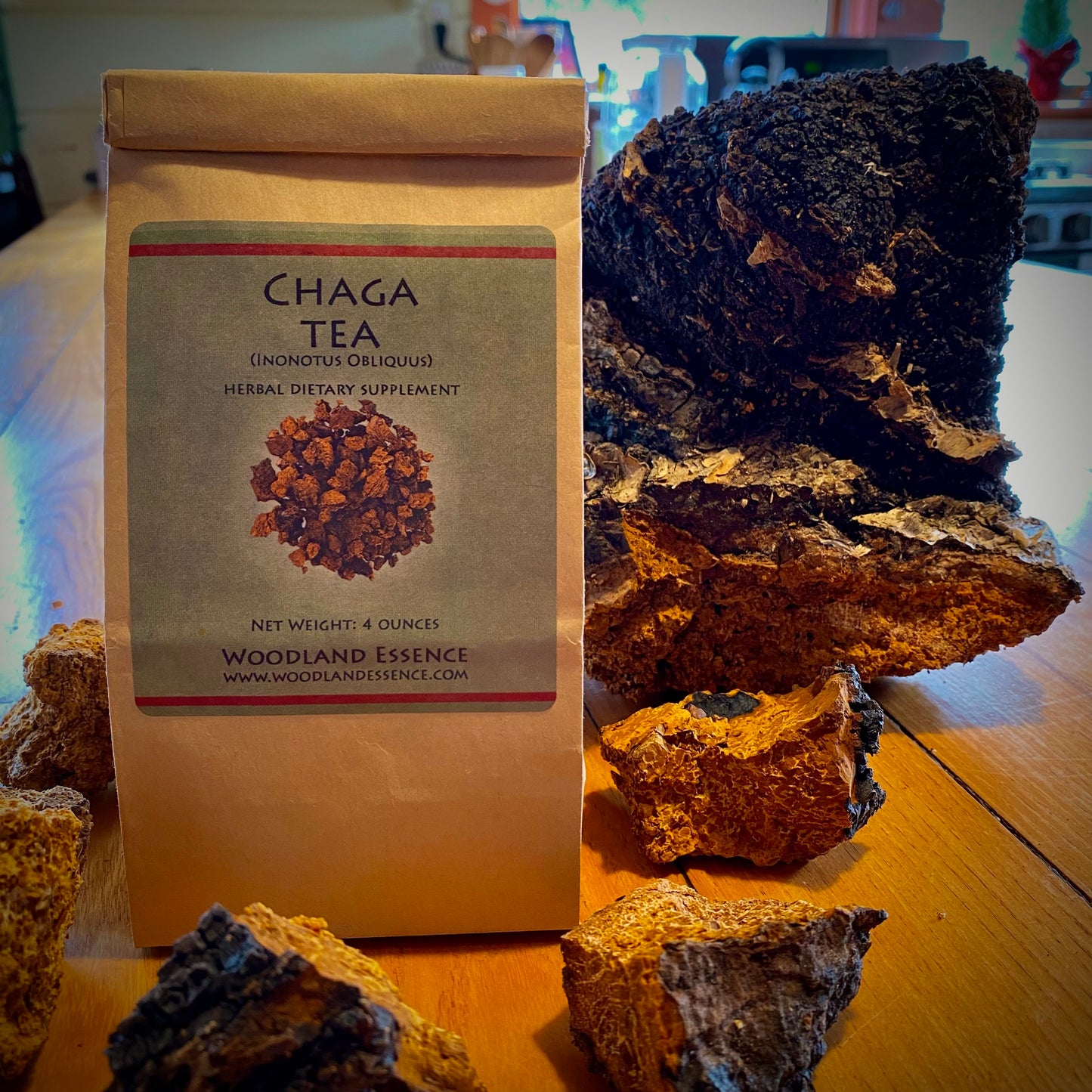 Bag of Chaga with chaga chunks 