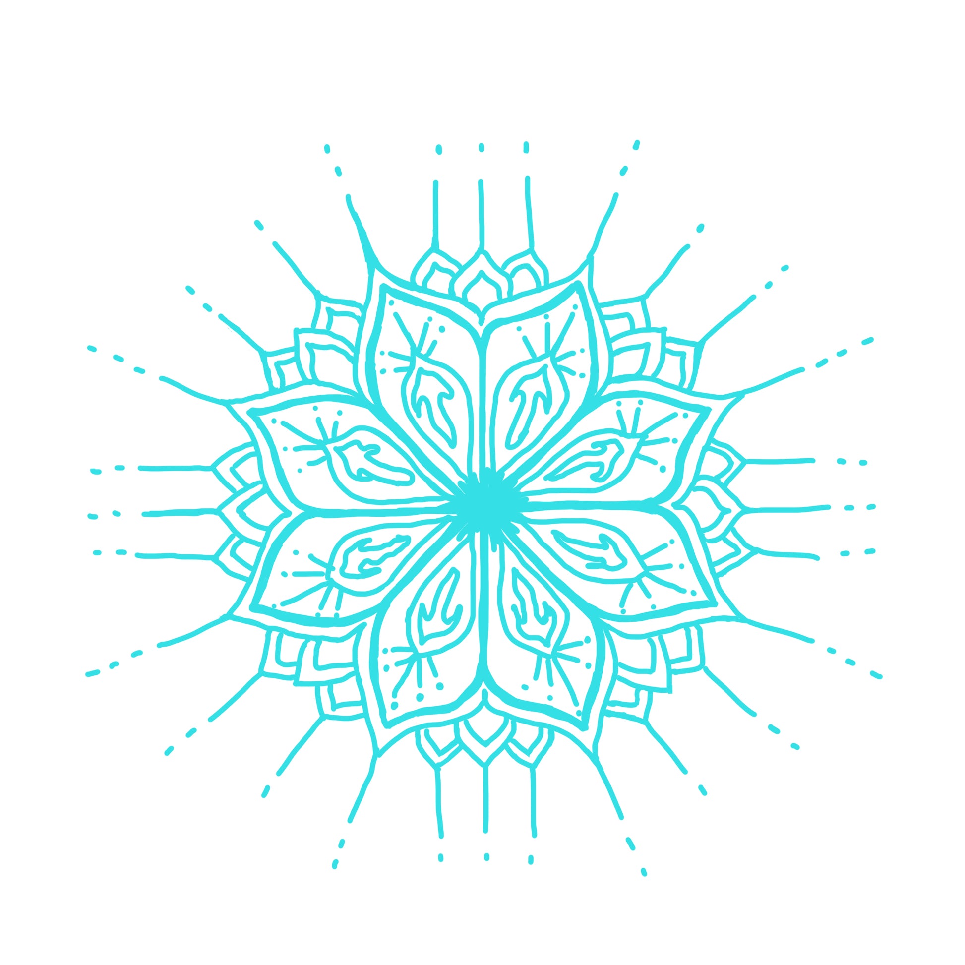 Aqua blue Opening flower mandala 
