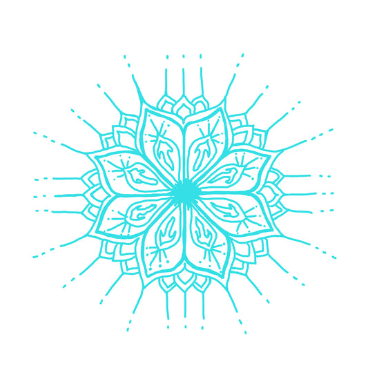 Aqua blue Opening flower mandala 
